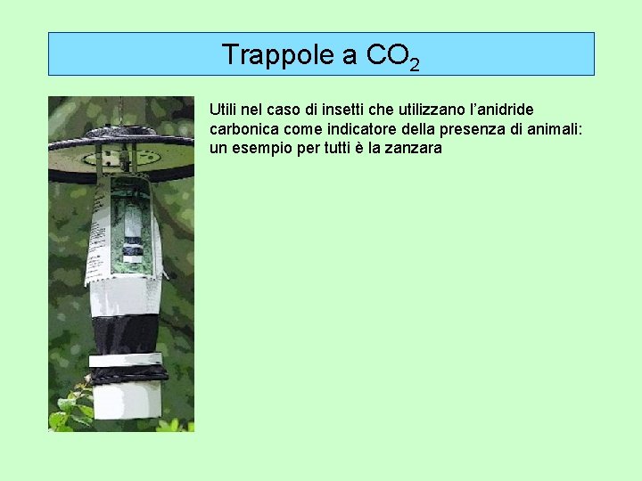 Trappole a CO 2 Utili nel caso di insetti che utilizzano l’anidride carbonica come