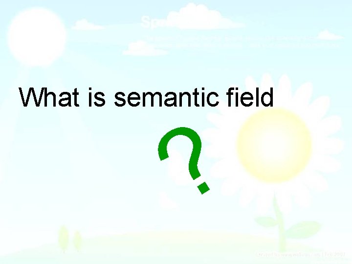 What is semantic field ? 