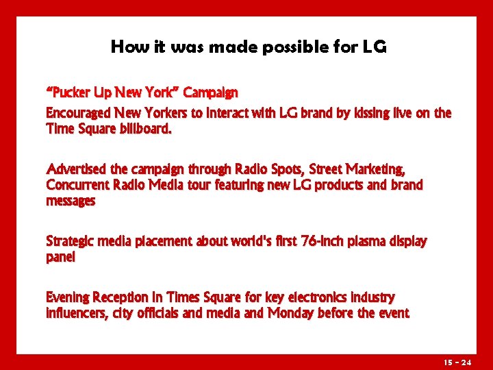 How it was made possible for LG “Pucker Up New York” Campaign Encouraged New