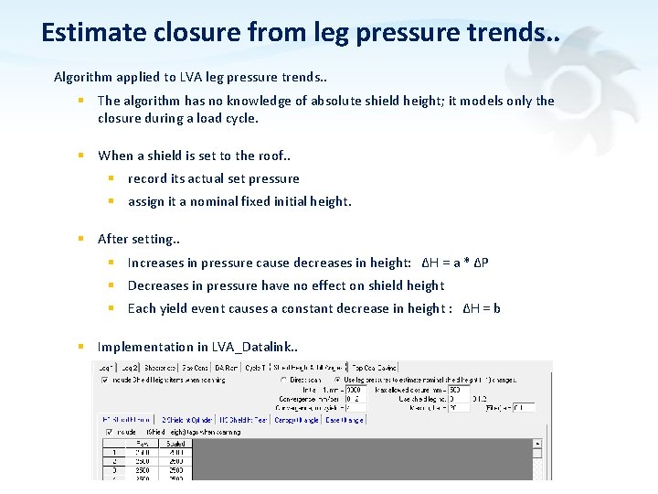 Estimate closure from leg pressure trends. . Algorithm applied to LVA leg pressure trends.