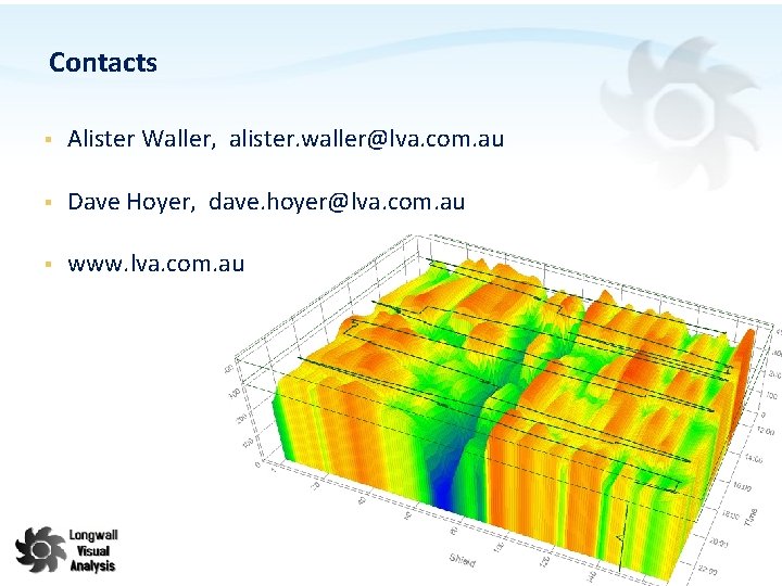 Contacts § Alister Waller, alister. waller@lva. com. au § Dave Hoyer, dave. hoyer@lva. com.