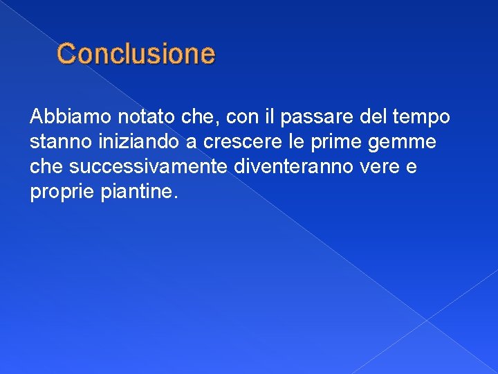 Conclusione Abbiamo notato che, con il passare del tempo stanno iniziando a crescere le