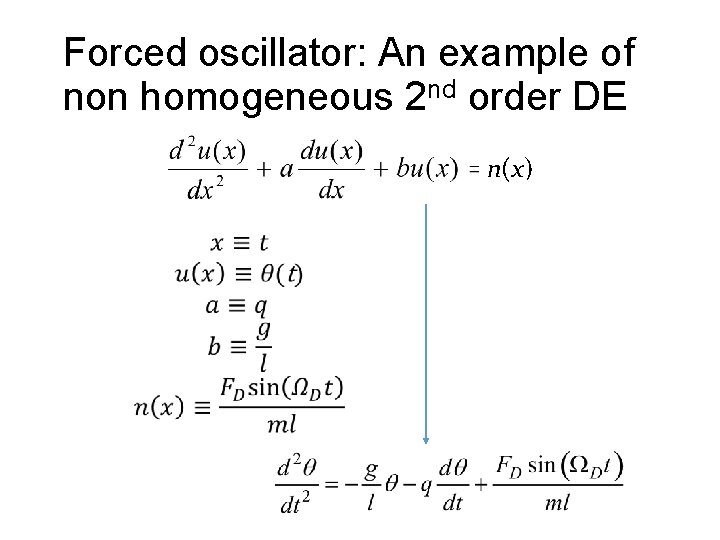 Forced oscillator: An example of non homogeneous 2 nd order DE n(x) 