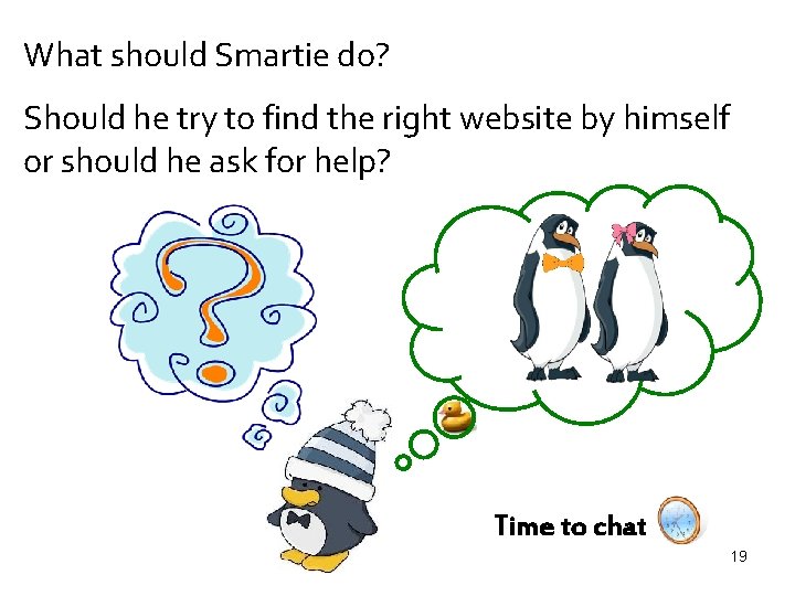 What should Smartie do? Should he try to find the right website by himself