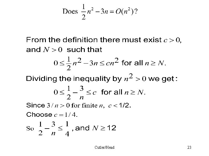 Asymptotic Growth Rate Cutlerhead 1 Function Growth The