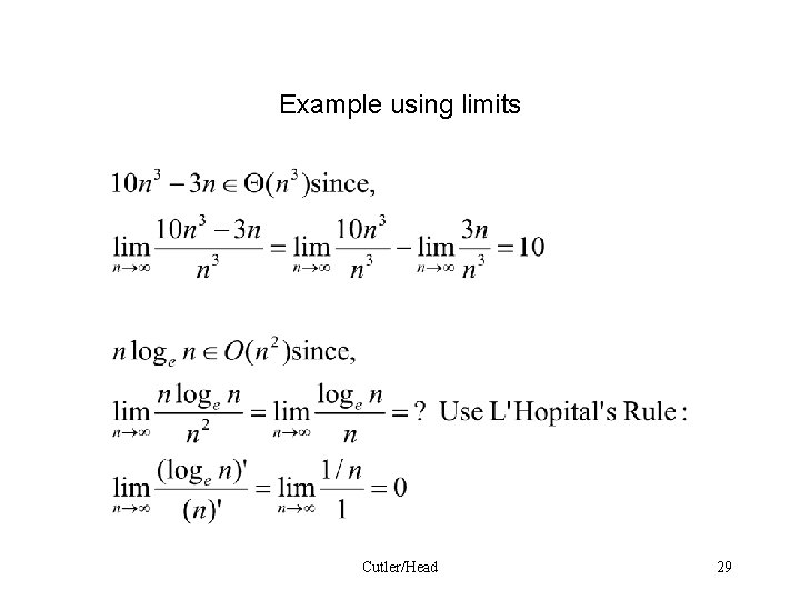 Example using limits Cutler/Head 29 