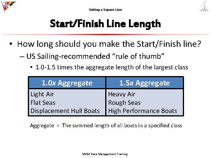 Setting a Square Line Start/Finish Line Length • How long should you make the