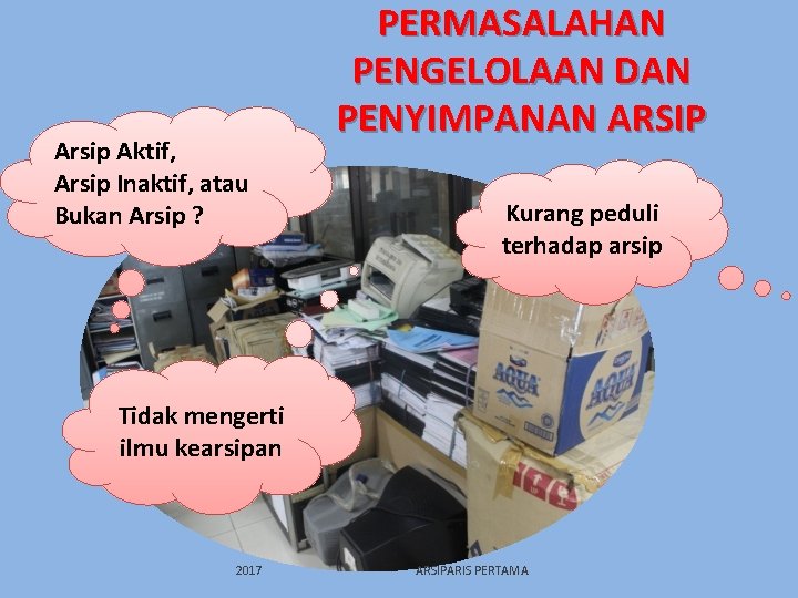 Arsip Aktif, Arsip Inaktif, atau Bukan Arsip ? PERMASALAHAN PENGELOLAAN DAN PENYIMPANAN ARSIP Kurang