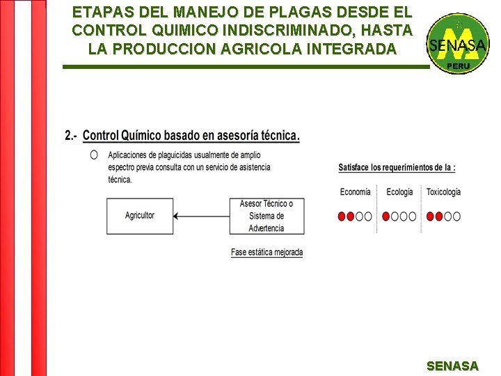 ETAPAS DEL MANEJO DE PLAGAS DESDE EL CONTROL QUIMICO INDISCRIMINADO, HASTA LA PRODUCCION AGRICOLA