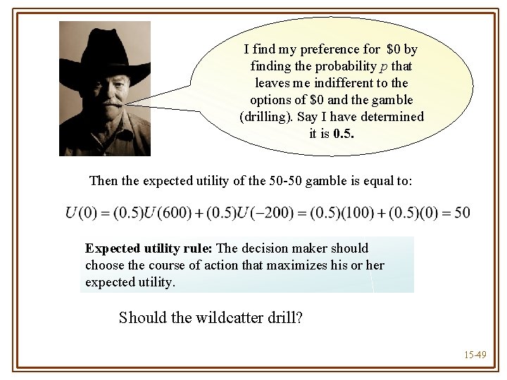 I find my preference for $0 by finding the probability p that leaves me