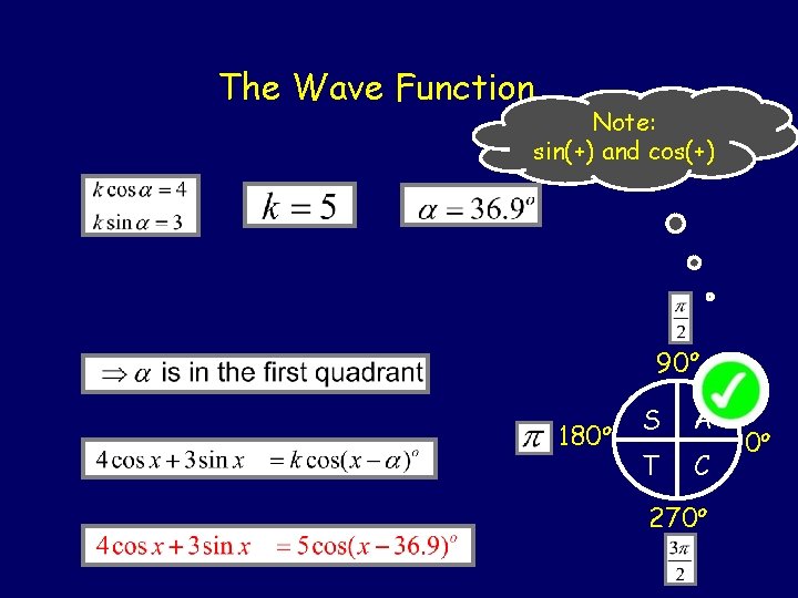 The Wave Function Note: sin(+) and cos(+) 90 o 180 o S A T