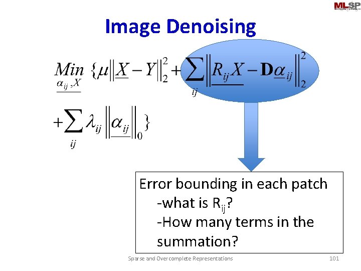 Image Denoising Error bounding in each patch -what is Rij? -How many terms in