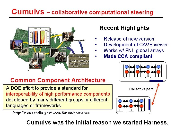 Cumulvs – collaborative computational steering Recent Highlights • • Release of new version Development