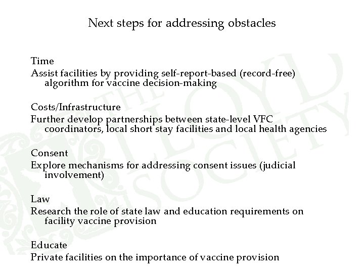 Next steps for addressing obstacles Time Assist facilities by providing self-report-based (record-free) algorithm for