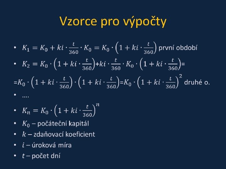 Vzorce pro výpočty • 