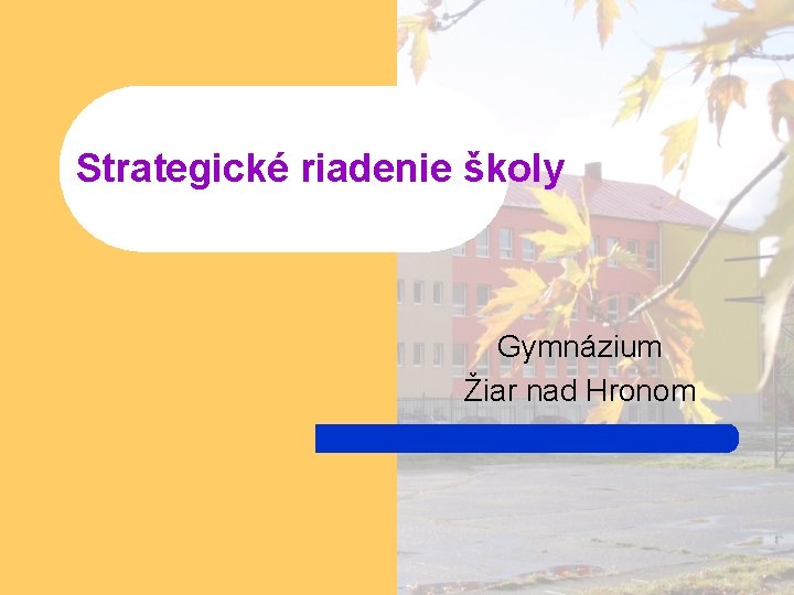 Strategické riadenie školy Gymnázium Žiar nad Hronom 