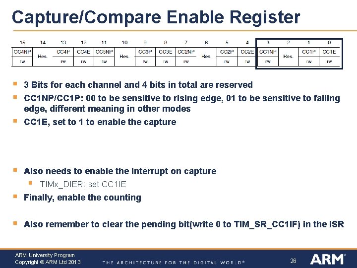 Capture/Compare Enable Register § § 3 Bits for each channel and 4 bits in