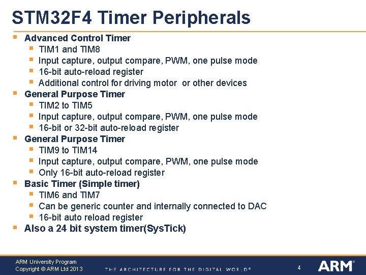 STM 32 F 4 Timer Peripherals § § § Advanced Control Timer § TIM