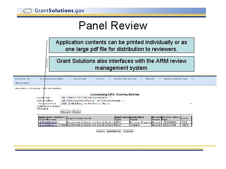 Panel Review Application contents can be printed individually or as one large pdf file