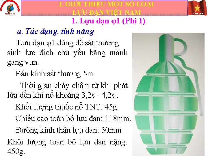 KHOA-K C T I. GIỚI THIỆU MỘT SỐ LOẠI LỰU ĐẠN VIỆT NAM 1.