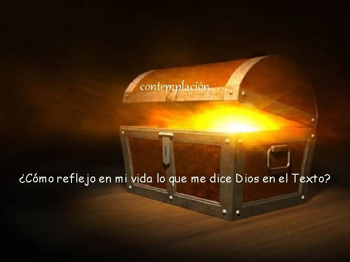 contemplación ¿Cómo reflejo en mi vida lo que me dice Dios en el Texto?