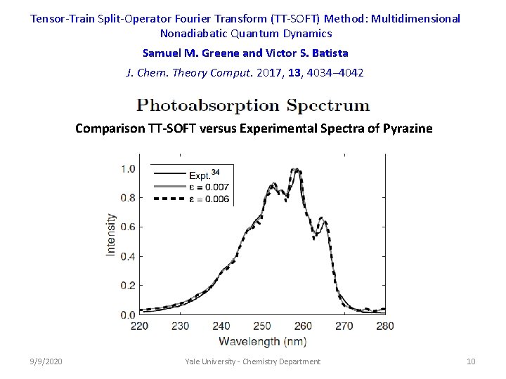 Tensor-Train Split-Operator Fourier Transform (TT-SOFT) Method: Multidimensional Nonadiabatic Quantum Dynamics Samuel M. Greene and Tensor-Train Split-Operator Fourier Transform (TT-SOFT) Method: Multidimensional Nonadiabatic Quantum Dynamics Samuel M. Greene and