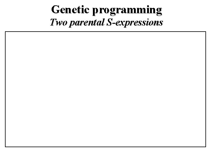 Genetic programming Two parental S-expressions 