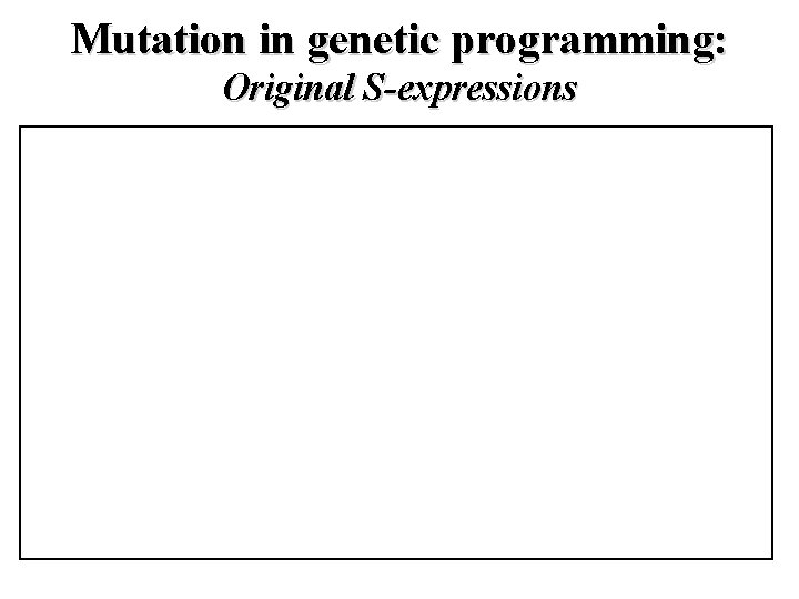 Mutation in genetic programming: Original S-expressions 