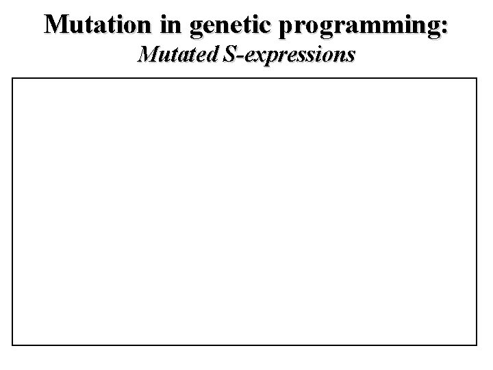 Mutation in genetic programming: Mutated S-expressions 