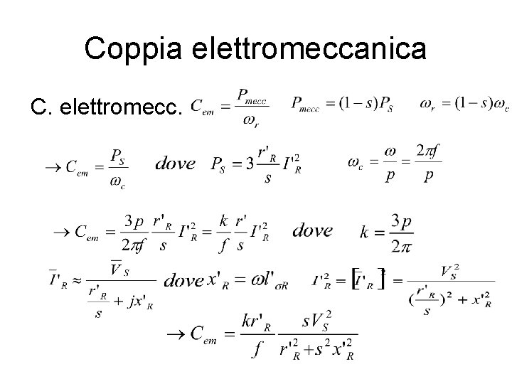 Coppia elettromeccanica C. elettromecc. 