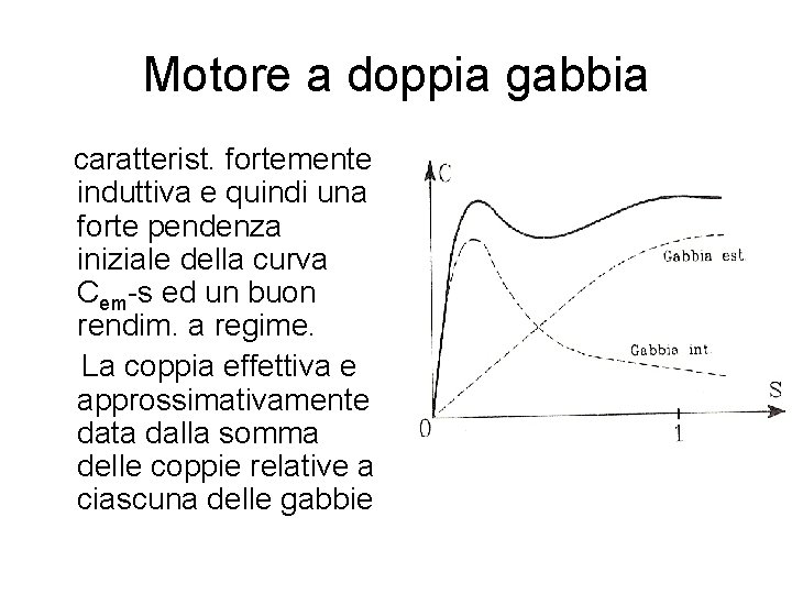 Motore a doppia gabbia caratterist. fortemente induttiva e quindi una forte pendenza iniziale della