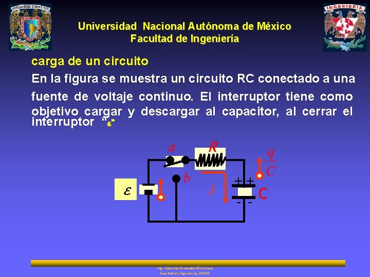 Universidad Nacional Autónoma de México Facultad de Ingeniería carga de un circuito En la