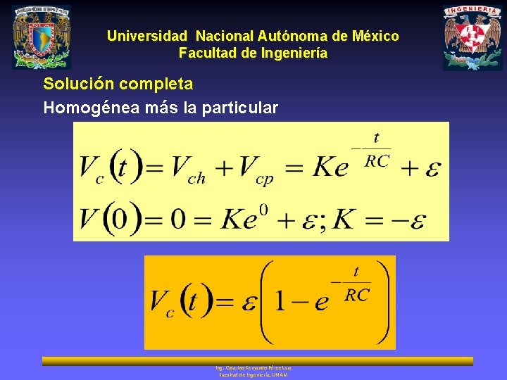 Universidad Nacional Autónoma de México Facultad de Ingeniería Solución completa Homogénea más la particular