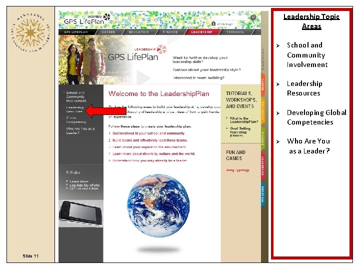 Leadership Topic Areas Ø Ø Slide 11 School and Community Involvement Leadership Resources Developing Leadership Topic Areas Ø Ø Slide 11 School and Community Involvement Leadership Resources Developing