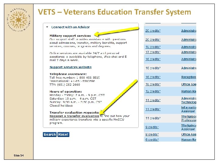 VETS – Veterans Education Transfer System Slide 34 VETS – Veterans Education Transfer System Slide 34