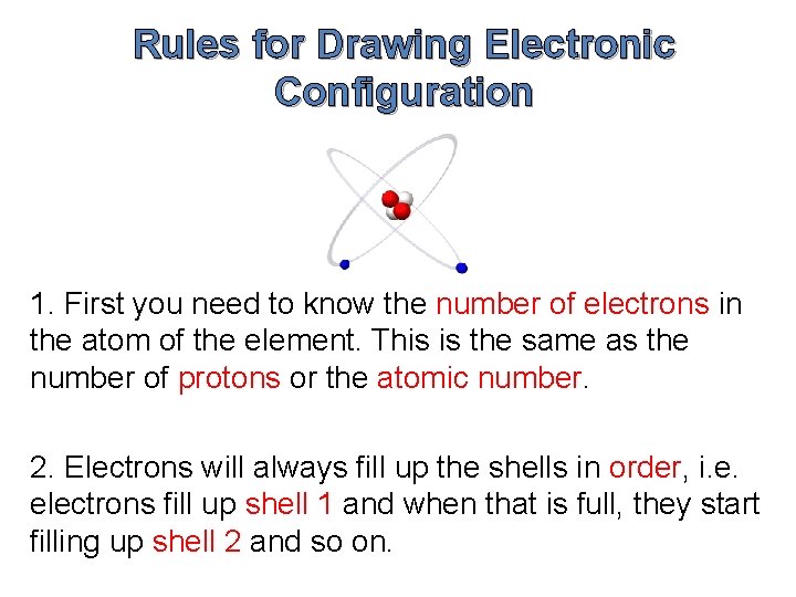 Rules for Drawing Electronic Configuration 1. First you need to know the number of