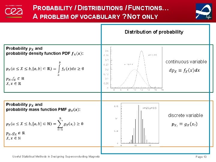 PROBABILITY / DISTRIBUTIONS / FUNCTIONS… A PROBLEM OF VOCABULARY ? NOT ONLY Distribution of