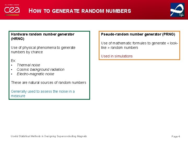 HOW TO GENERATE RANDOM NUMBERS Hardware random number generator (HRNG) Use of physical phenomena