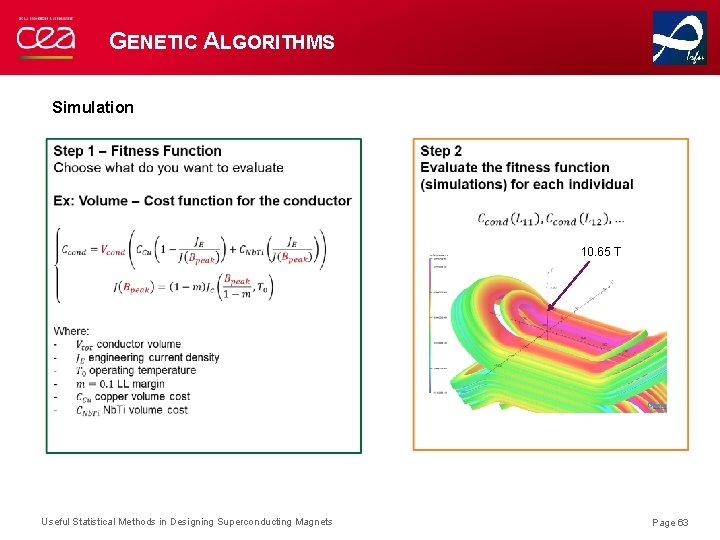 GENETIC ALGORITHMS Simulation 10. 65 T Useful Statistical Methods in Designing Superconducting Magnets Page