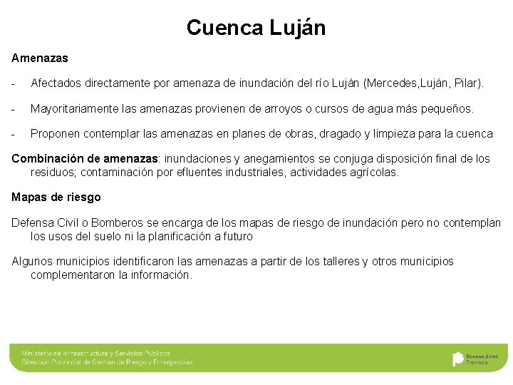 Cuenca Luján Amenazas - Afectados directamente por amenaza de inundación del río Luján (Mercedes,