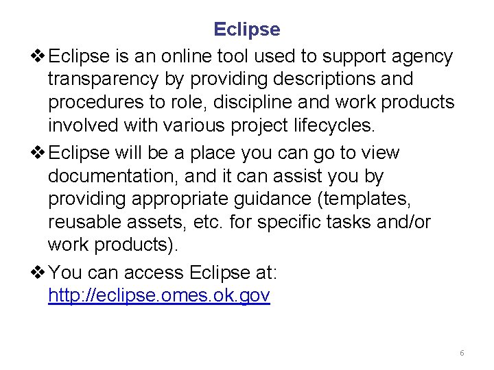 Eclipse v Eclipse is an online tool used to support agency transparency by providing