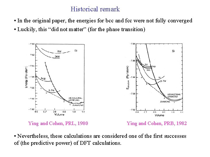 Historical remark • In the original paper, the energies for bcc and fcc were