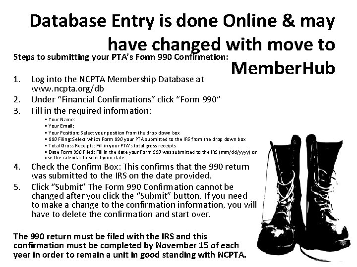 Database Entry is done Online & may have changed with move to Steps to