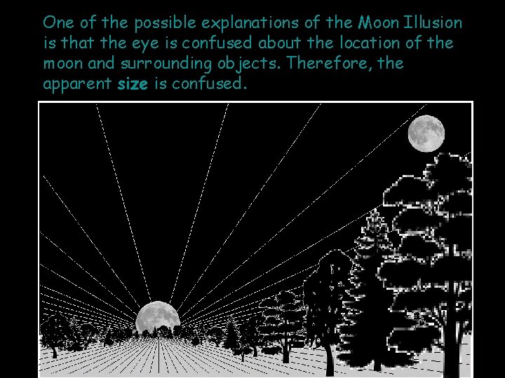 One of the possible explanations of the Moon Illusion is that the eye is