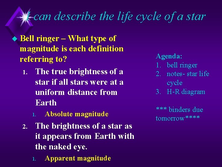 The Life Cycle of a Star I can