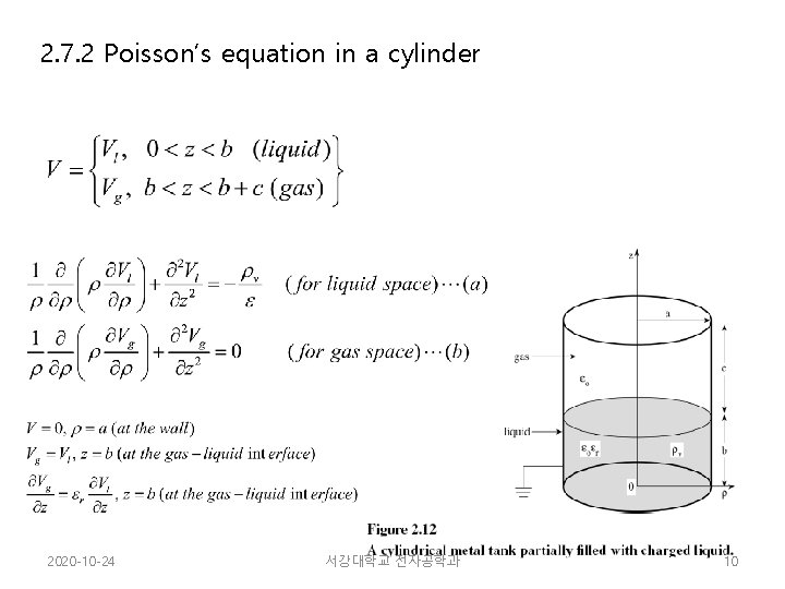 2. 7. 2 Poisson’s equation in a cylinder 2020 -10 -24 서강대학교 전자공학과 10