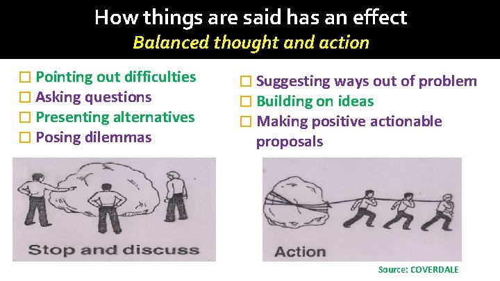 How things are said has an effect Balanced thought and action � Pointing out How things are said has an effect Balanced thought and action � Pointing out