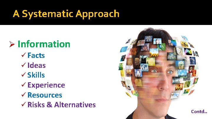A Systematic Approach Ø Information ü Facts ü Ideas ü Skills ü Experience ü A Systematic Approach Ø Information ü Facts ü Ideas ü Skills ü Experience ü