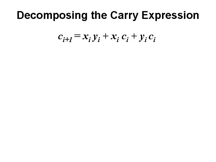 Decomposing the Carry Expression ci+1 = xi yi + xi ci + yi ci