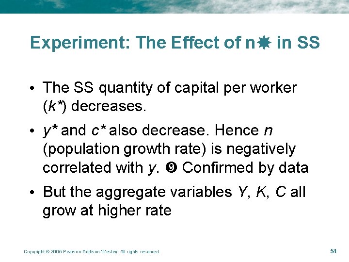 Experiment: The Effect of n in SS • The SS quantity of capital per